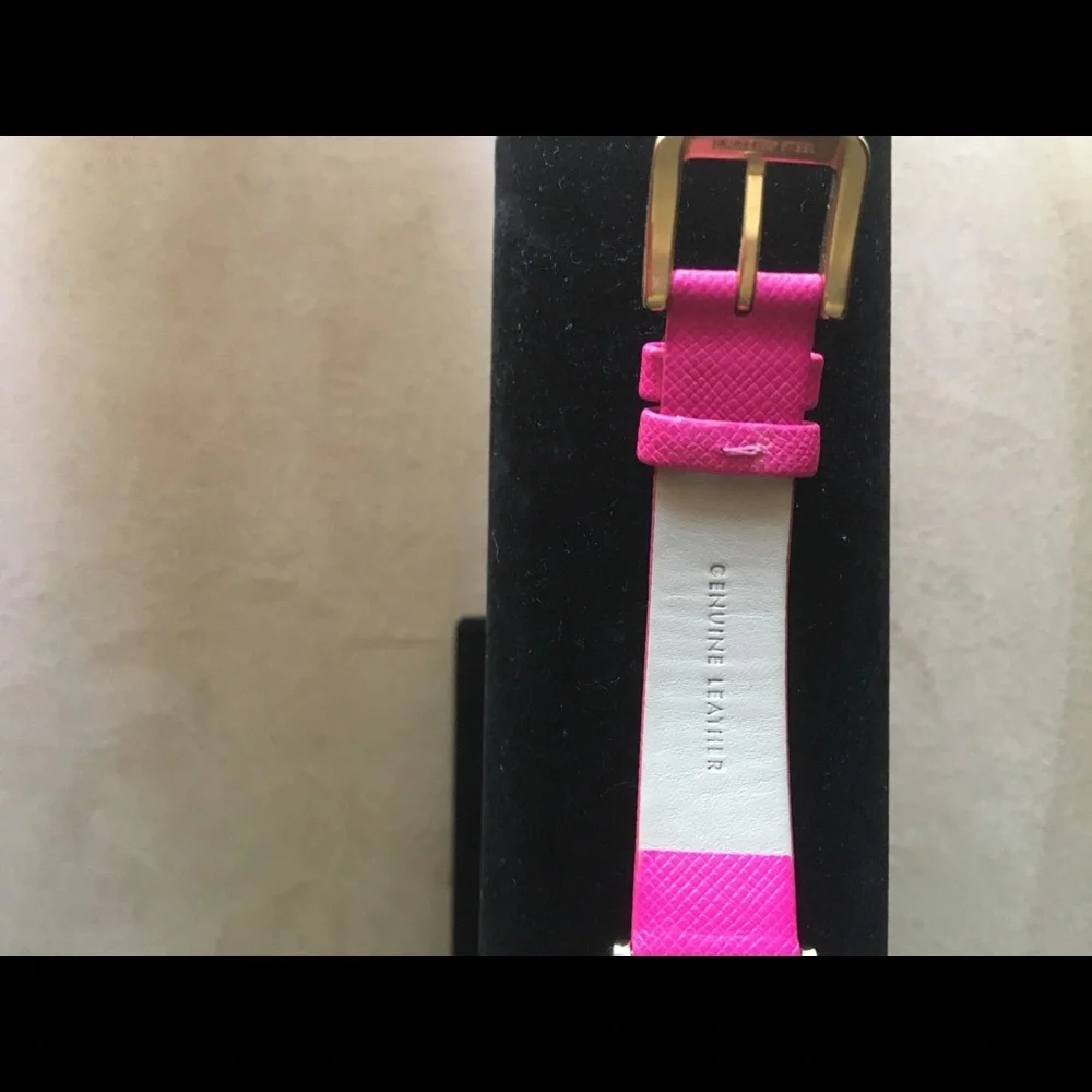 KATE SPADE METRO NWOT AUTHENTIC GENUINE LEATHER HOT PINK GOLD-TONE WATCH